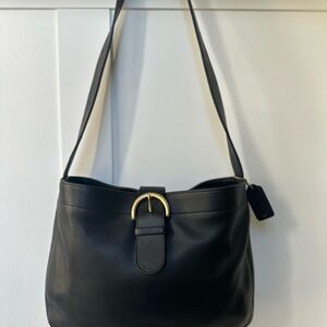 Vintage 90s Coach Black Leather Shoulder Bag